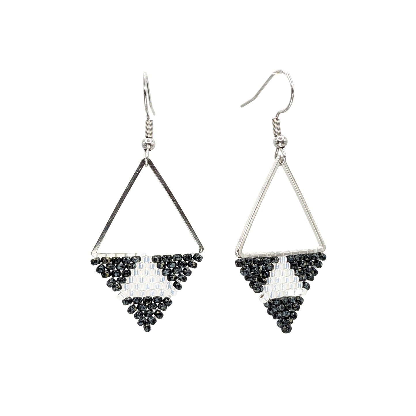 Onyx Iridescent Geometric Beaded Earrings