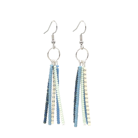 Ocean Marble Thread Beaded Earrings