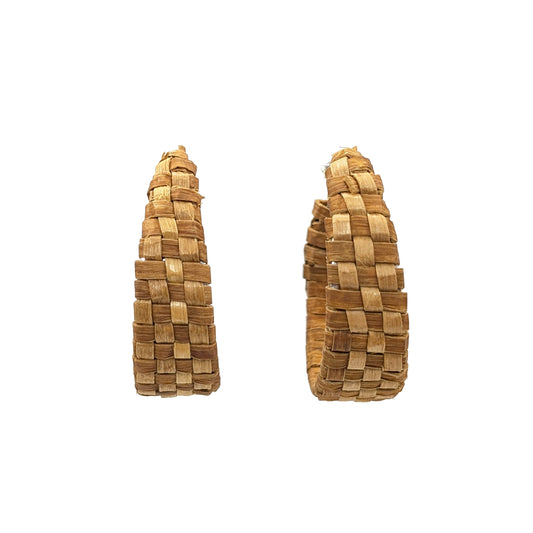 Checker Red Cedar Weave Hoop Earrings