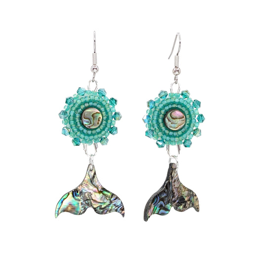 "Ocean Dream" Teal & Abalone Beaded Earrings