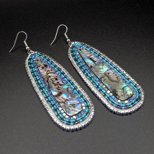 "Abalone Teardrop" Beaded Earrings