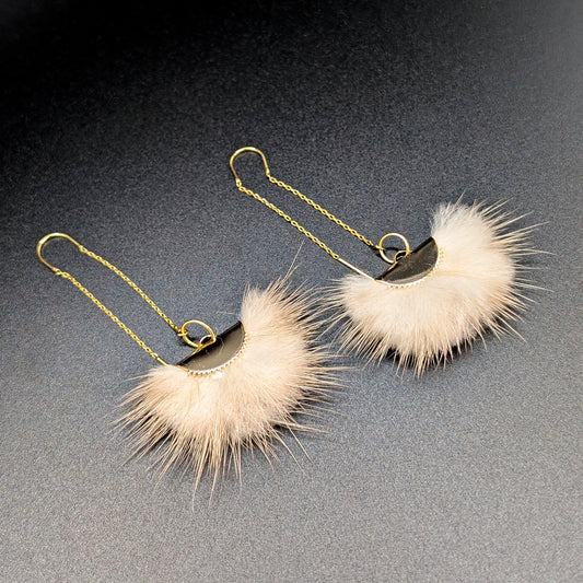 Brown Mink Fur Threaded Earrings