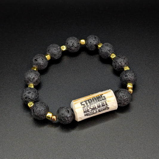 Stamped Devil's Club Bead Bracelet with Gold & Lava Beads