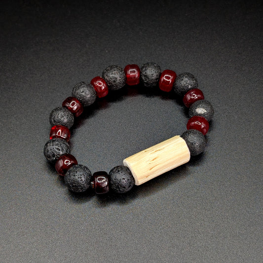 X-Small Devil's Club Bead Bracelet with Lava Rock & Red Beads