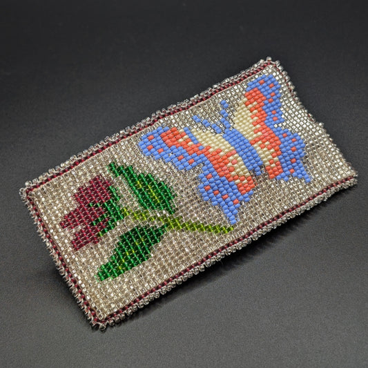 Butterfly & Rose Loom Beaded Barrette