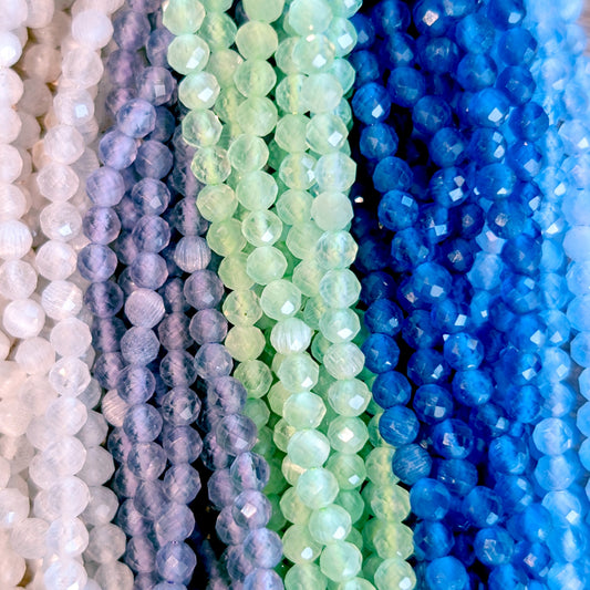 Cats Eye Fibre Optic Faceted Beads 3mm