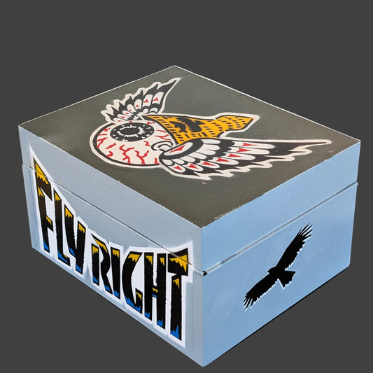 "Fly Right Young Buck" Up-Cycled Indigpunk Vintage Metal Box | Randy Babichuk
