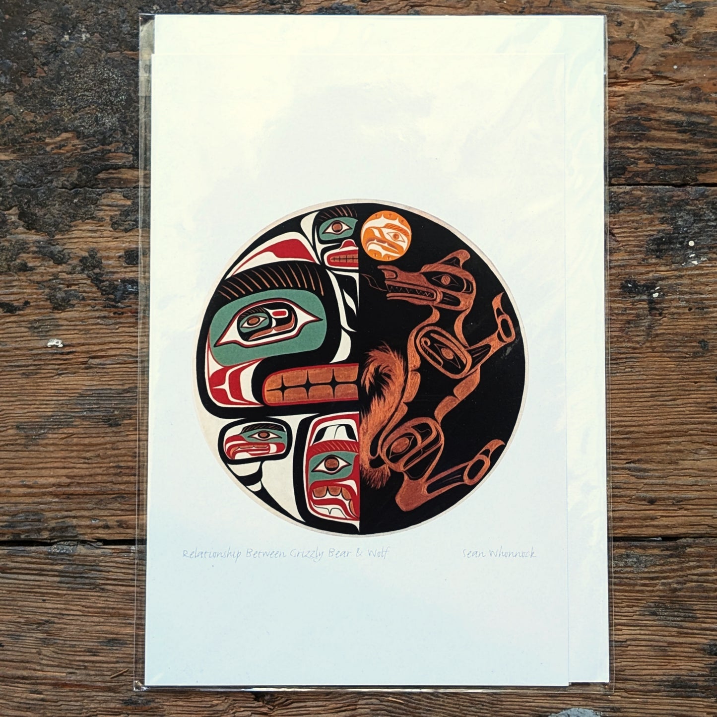 Relationship Between Grizzly Bear & Wolf Greeting Card | Sean Whonnock