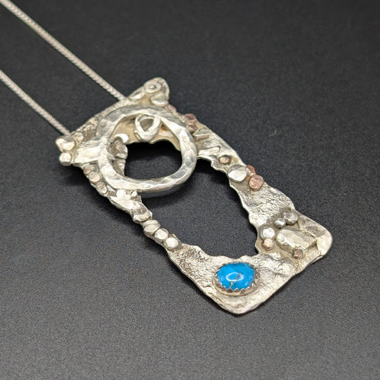 "Window on the Moon" Sterling Silver Necklace with Turquoise Inlay