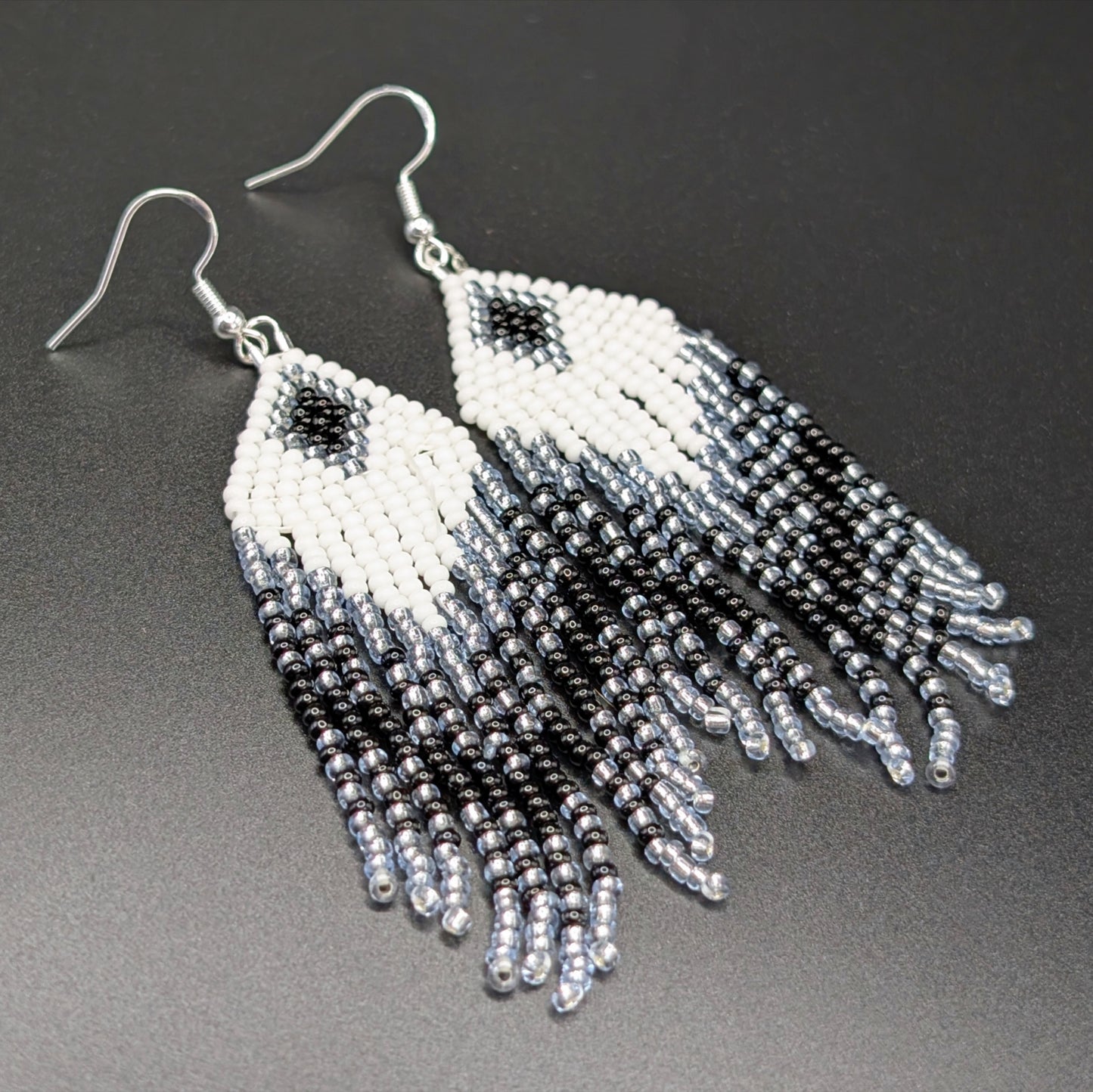 Diamond Motif Beaded Fringe Earrings Fall 2025