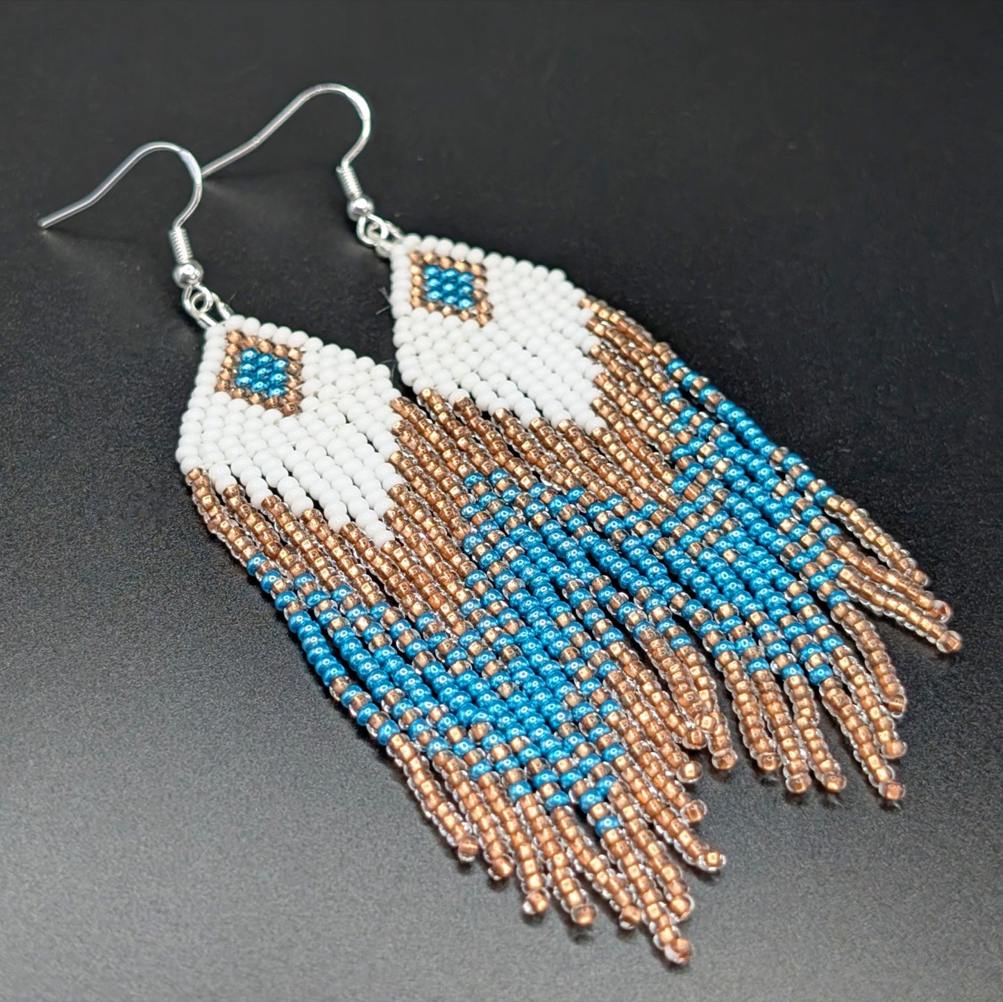 Diamond Motif Beaded Fringe Earrings Fall 2025