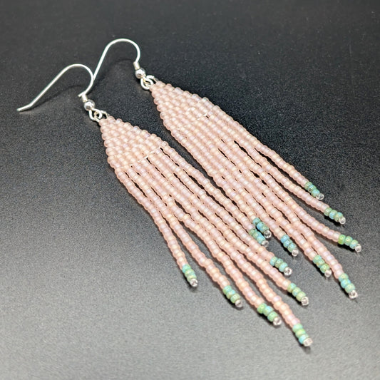 Light Pink Fringe Earrings