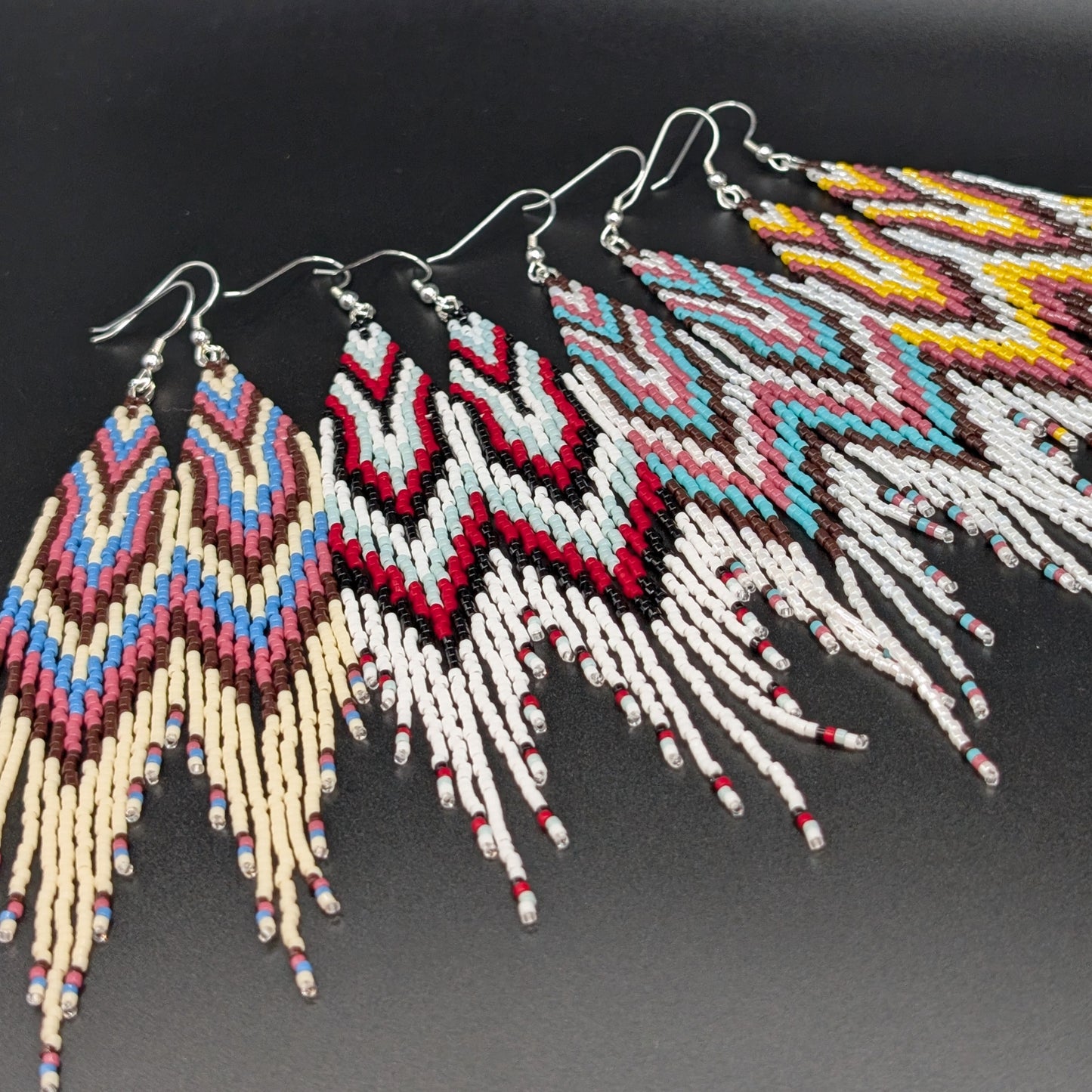 Drop Chevron Large Beaded Fringe Earring Collection Fall 2025