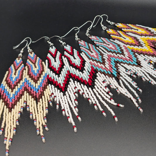 Drop Chevron Large Beaded Fringe Earring Collection Fall 2025