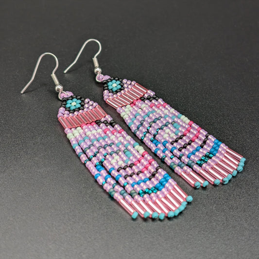 "Barbie Dreamhouse Pool" Small Spiral Fringe Earrings