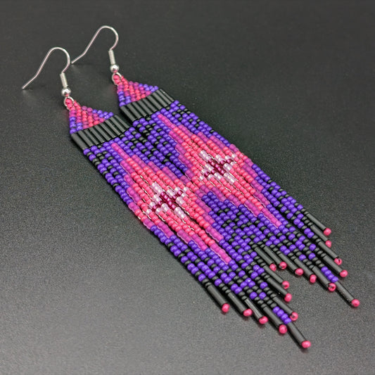 "Grape Cluster Crush" Starburst Fringe Earrings