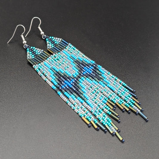 "Poolside Evening" Starburst Fringe Earrings