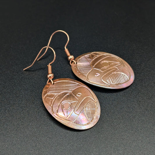 Oval Eagle Copper Earrings | Norman Seaweed