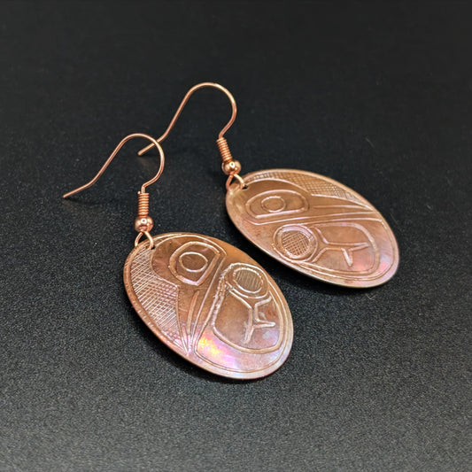 Oval Hummingbird Copper Earrings | Norman Seaweed