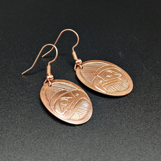 Oval Raven Copper Earrings | Norman Seaweed