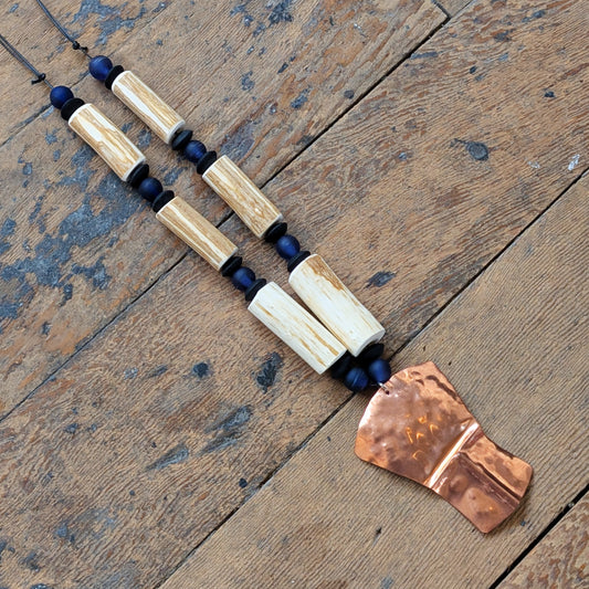 Copper Shield & Devil's Club Large Necklace