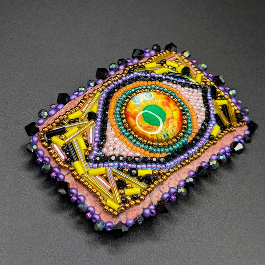Orange & Purple "Third Eye" Crystal Beaded Barrette