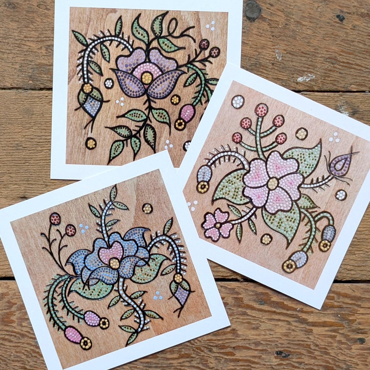 Florals on Wooden Background, mini prints