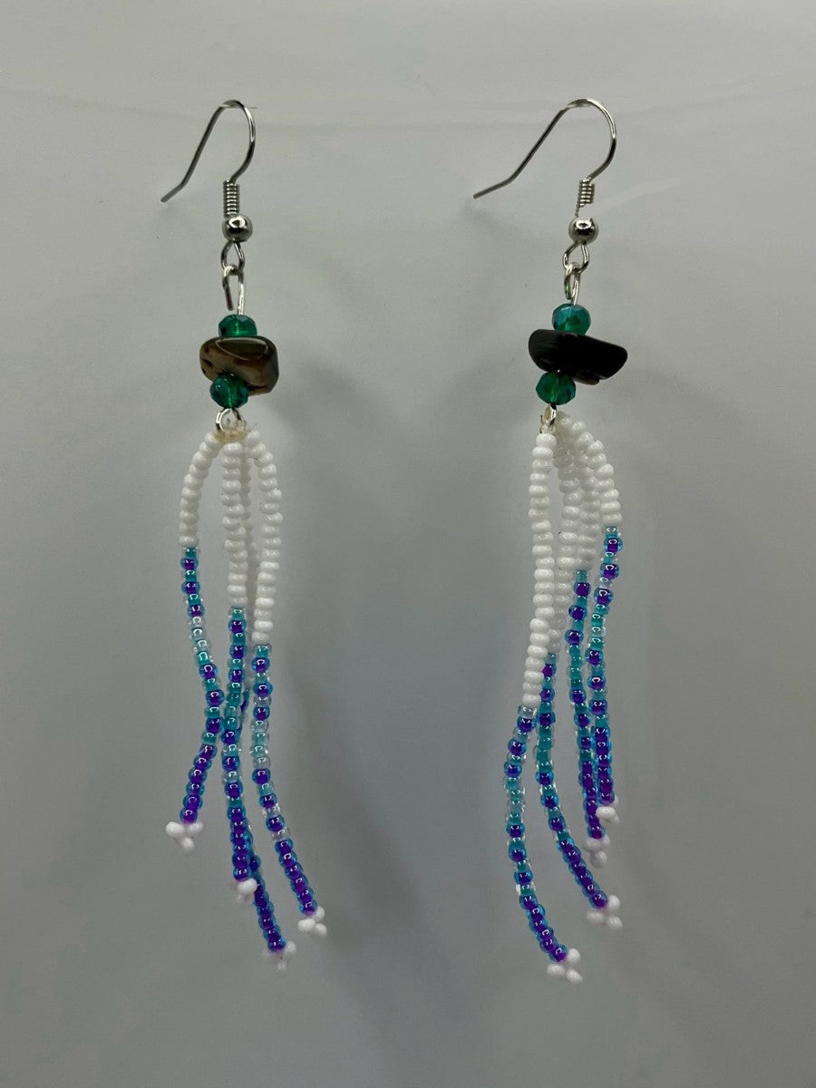 Beaded Fringe Earrings with Abalone