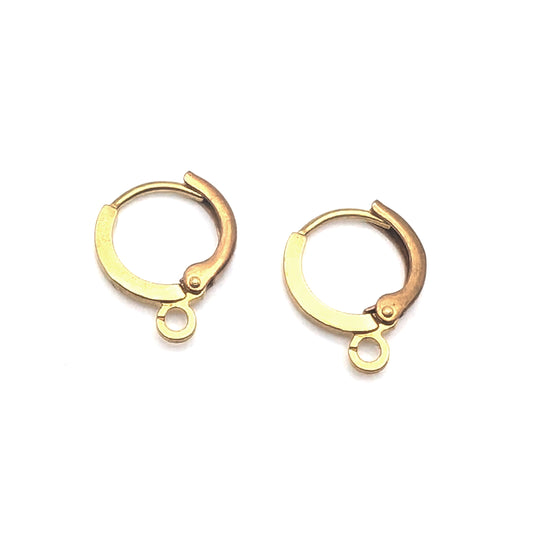 Brass Round Lever Back Ear Hooks