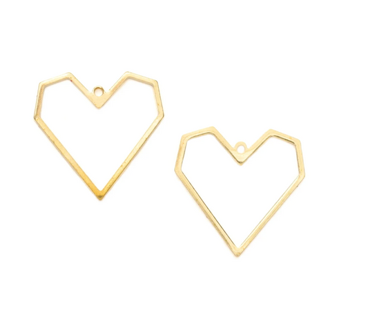 Brass Heart Charms