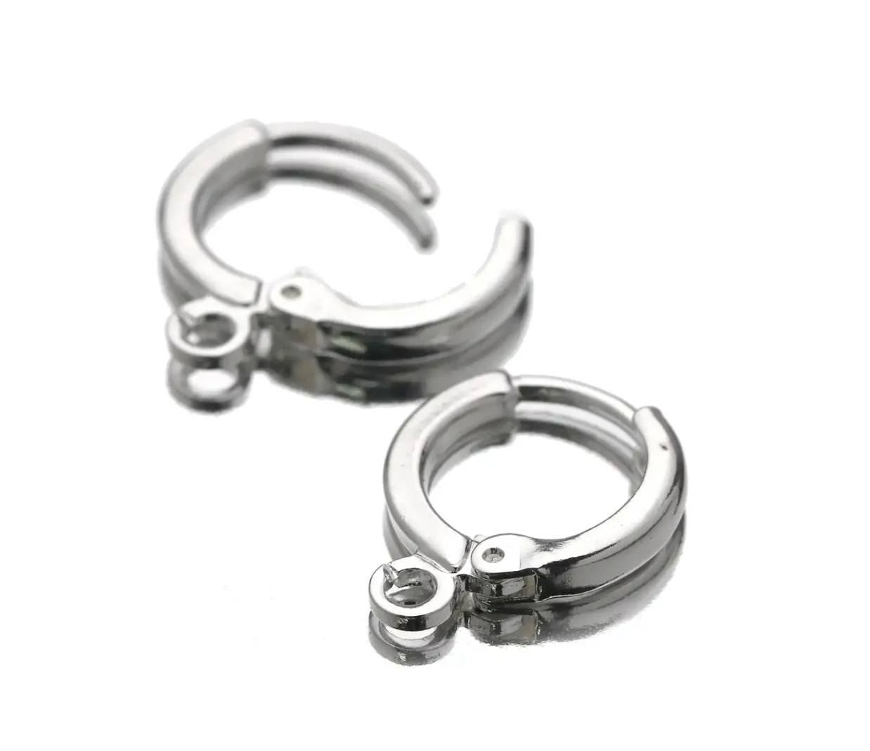 Silver Plated Round Lever Back Ear Hooks