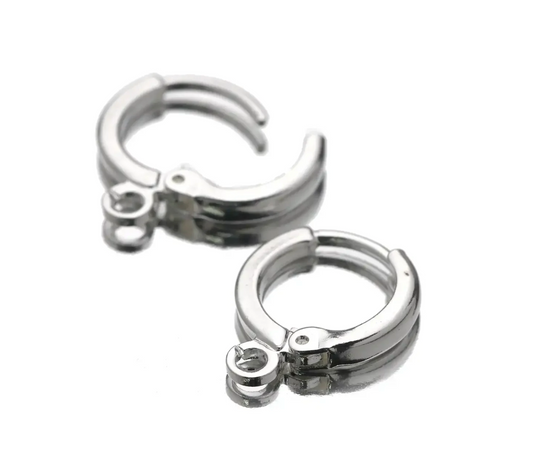 Silver Plated Round Lever Back Ear Hooks