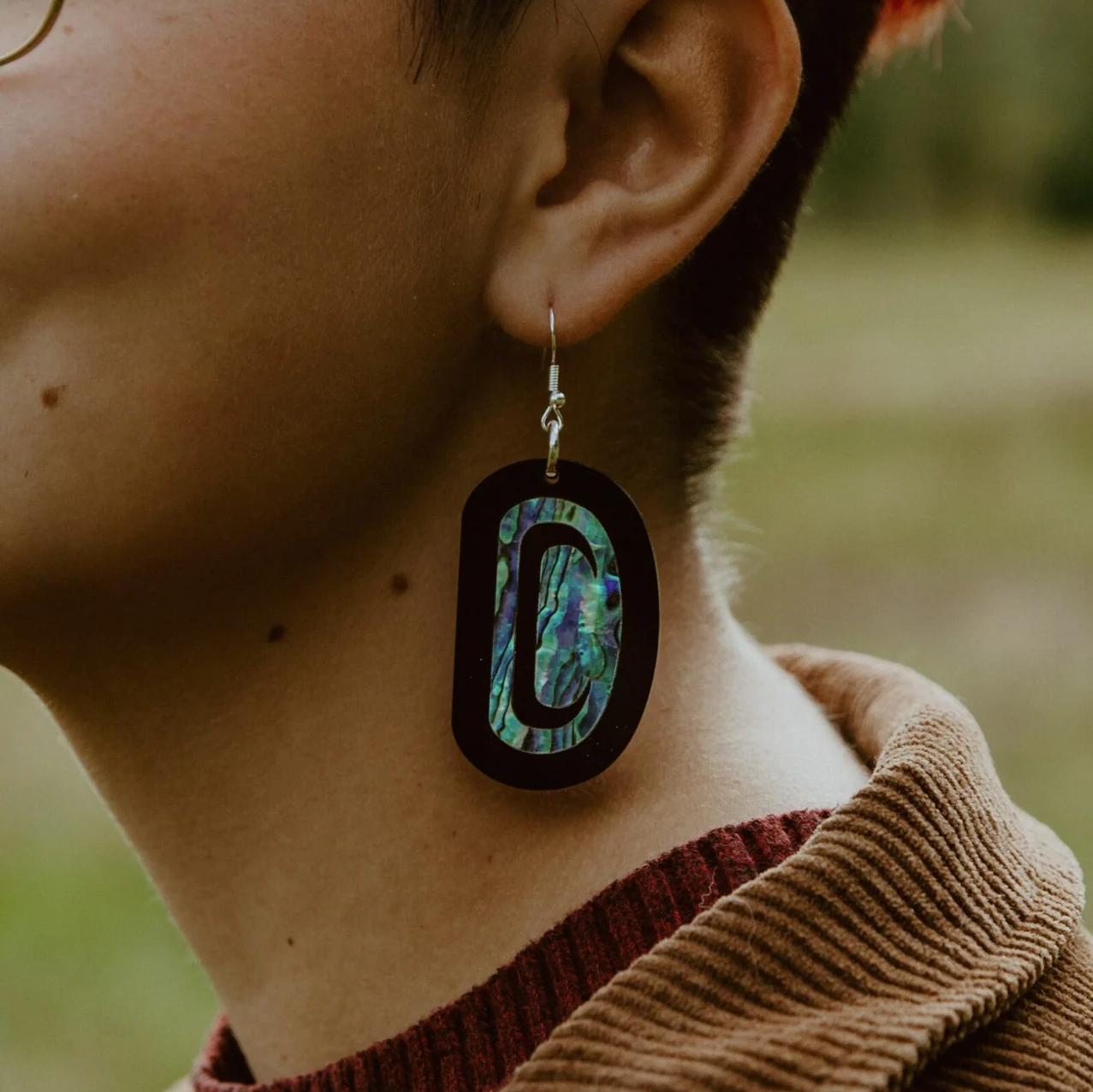Abalone Ovoid in Black | Copper Canoe Woman