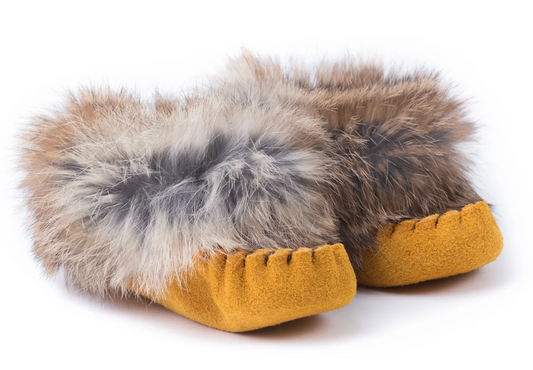 Yarënda' (rock) - Baby suede and rabbit fur tan moccasin from Bastien Industries