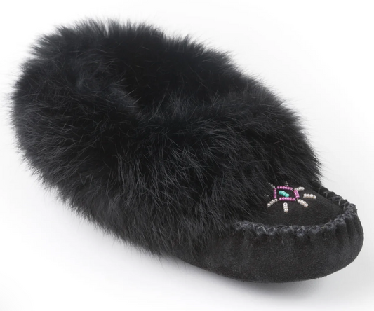 Tänionnieha' (rabbit) Mocassins in Black from Bastien Industries