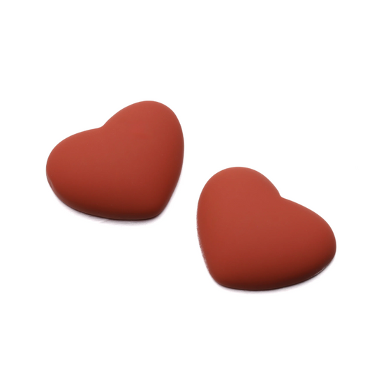Red Heart-Shaped Opaque Matte Cabochons