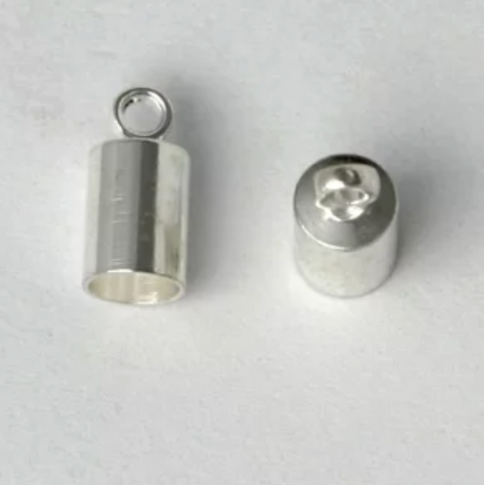 End Cap with Loop Silver Plated Brass