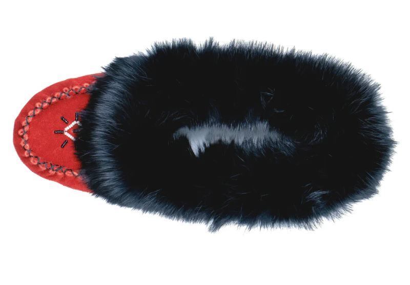 Tänionnienha’ (rabbit) Mocassins in Red from Bastien Industries