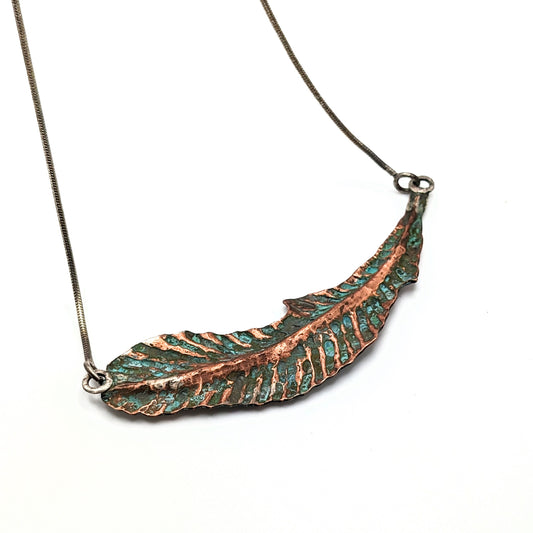 Handmade Copper Feather Necklace