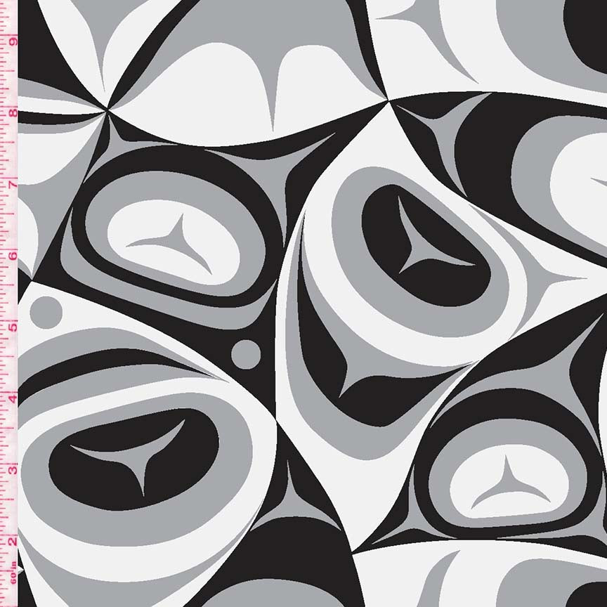 Abstract Black Form-line Fabric