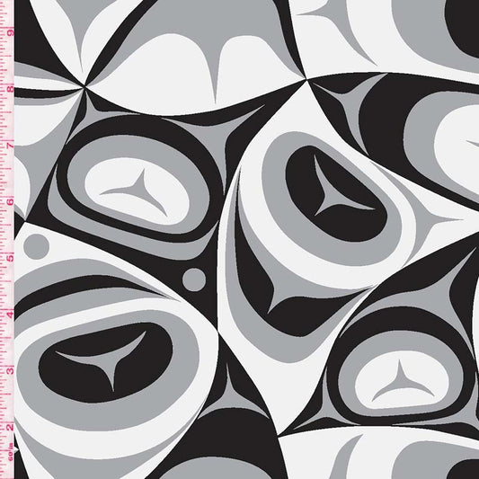Black/Grey/White Form-line Fabric