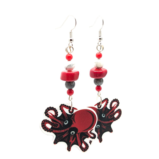 Pacific Octopus Coast Salish Earrings