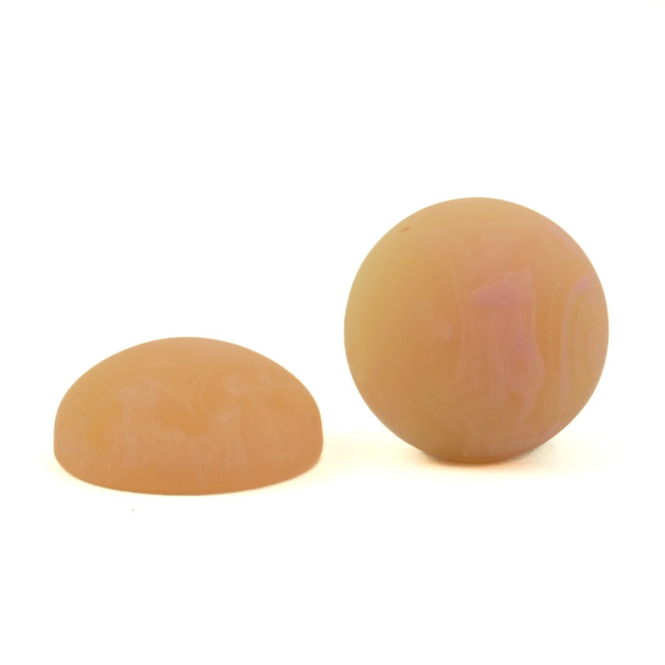 Round Matte Cabochons in Orange Marble