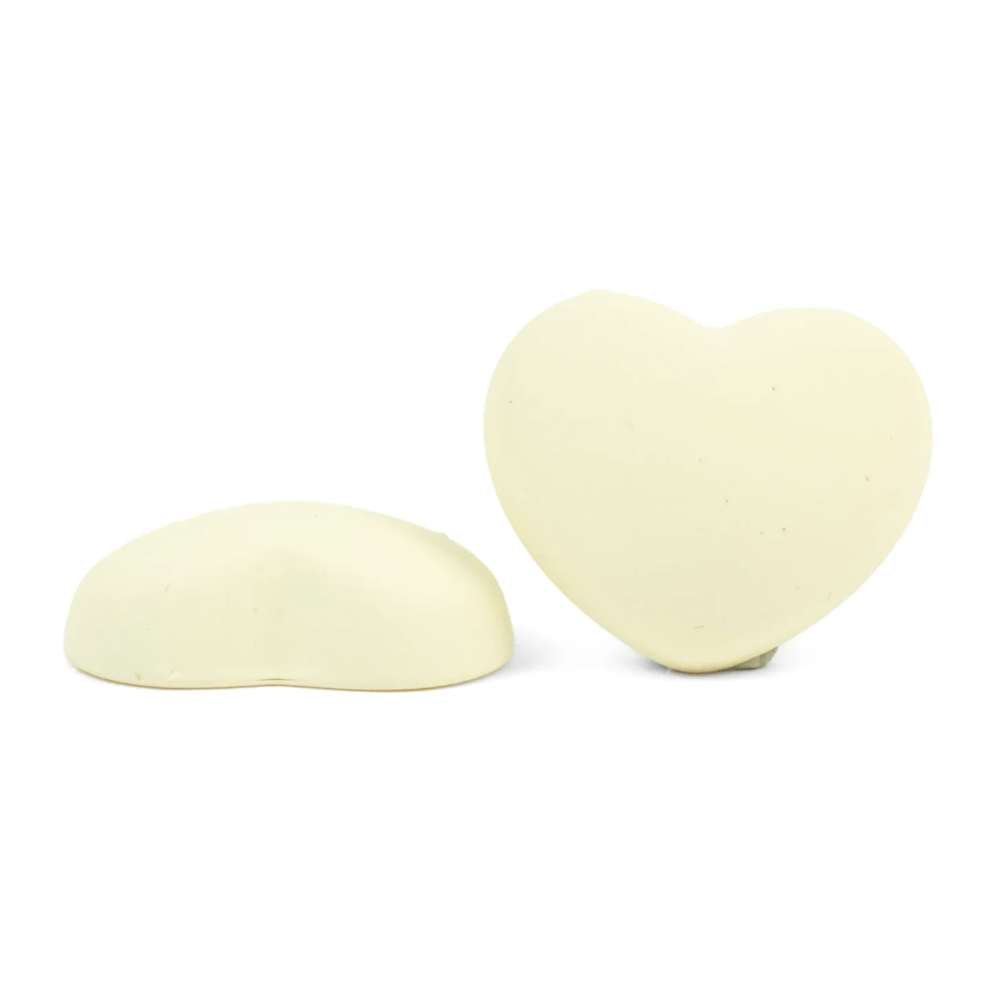 Heart-Shaped Opaque Matte Cabochons in White