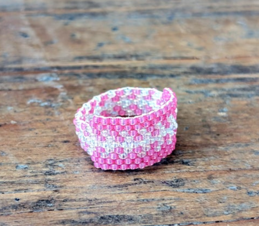 Iridescent Pink & White Arrow Ring