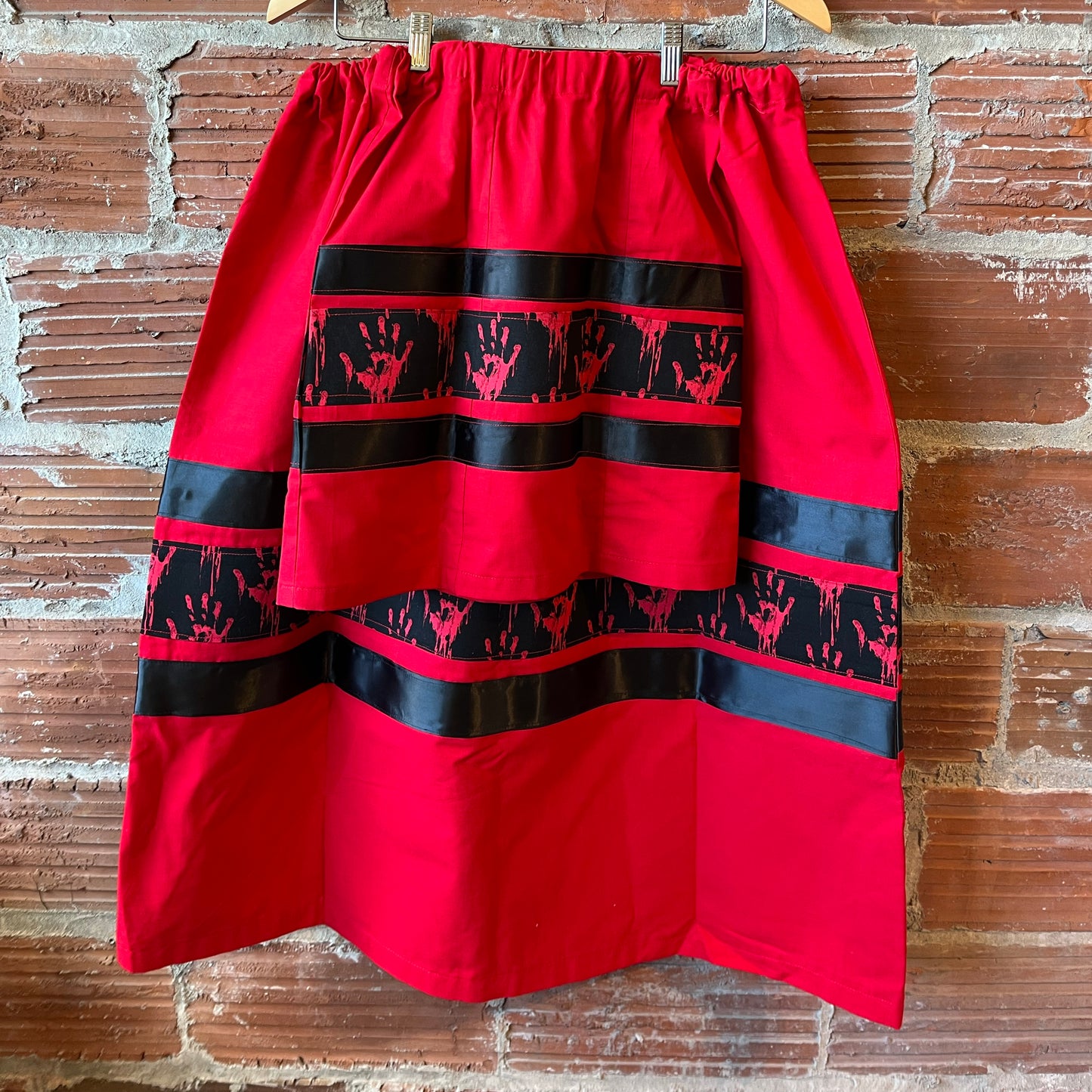 Red & Black Ribbon Skirt Mom & Baby Set