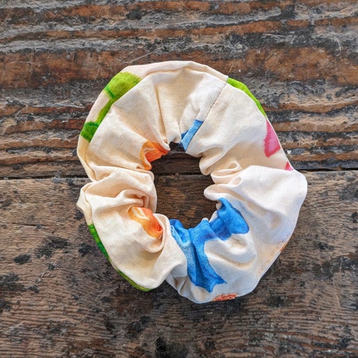 Handmade Fabric Scrunchies in Beige Inuk Pattern