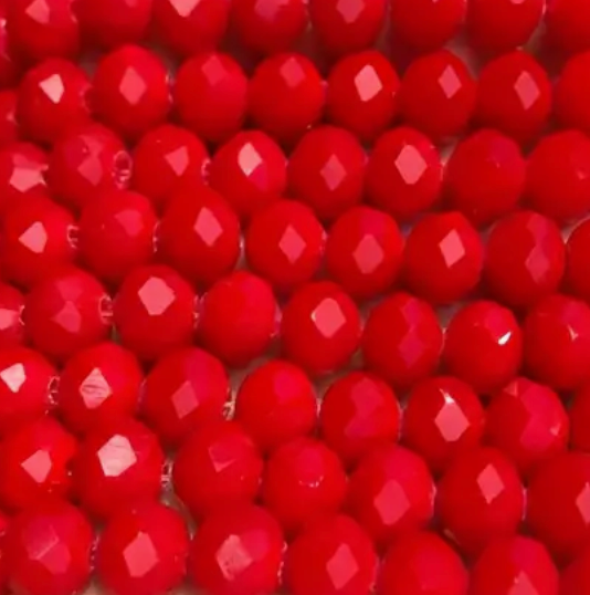 Light Red Rondelle Faceted Czech Glass Beads