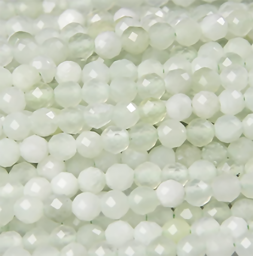 White Green Jade Natural Faceted Stone Seed Beads