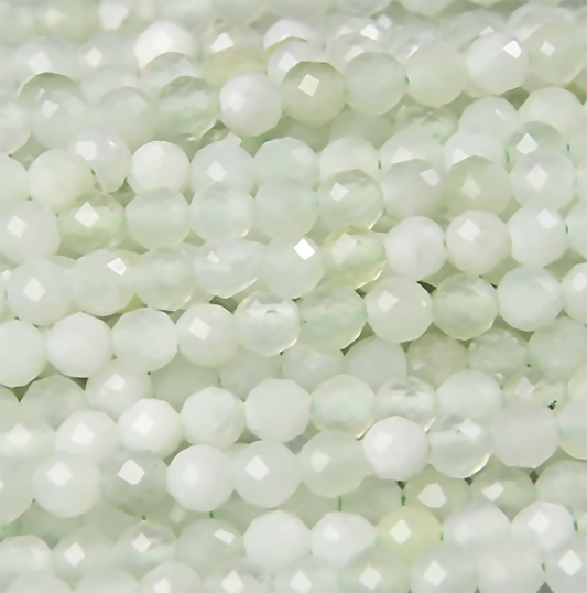 White Green Jade Natural Faceted Stone Seed Beads